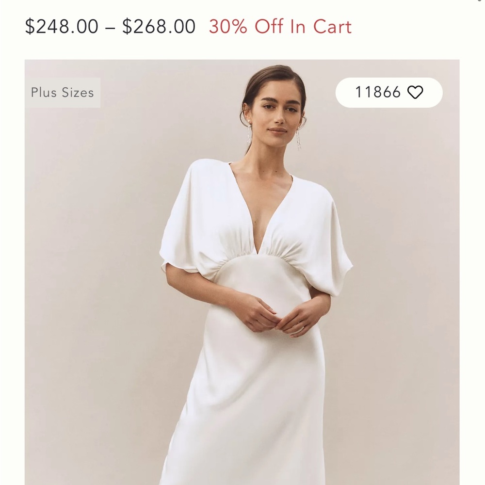 BHLDN Champagne Maxi Dress with V-Neck
